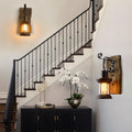Black Wood Backplate Wall Sconce
