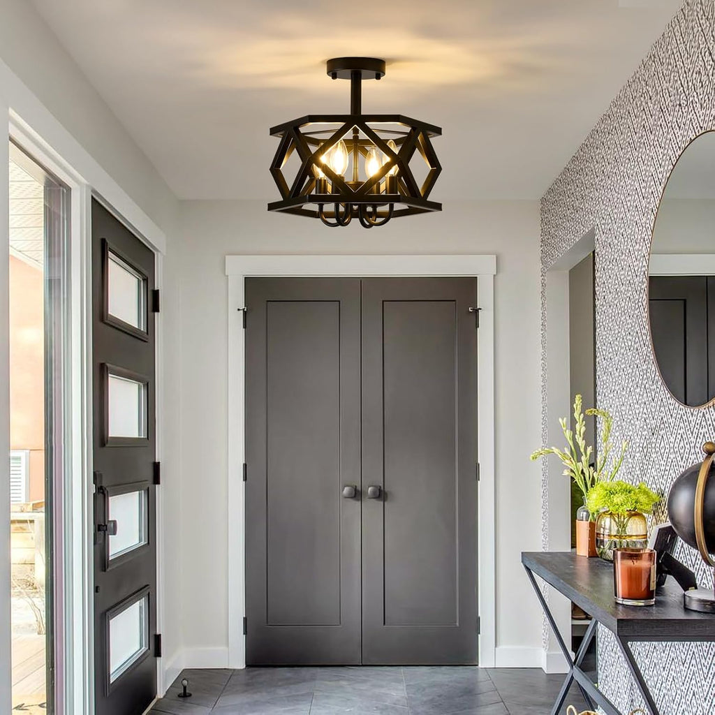 4-Light Black Farmhouse Ceiling Light