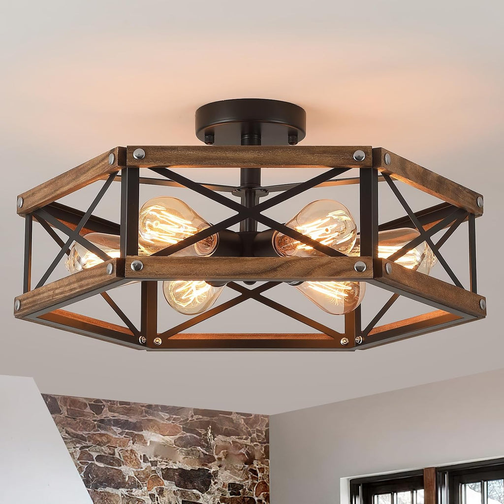 6-Light Large Farmhouse Ceiling Light