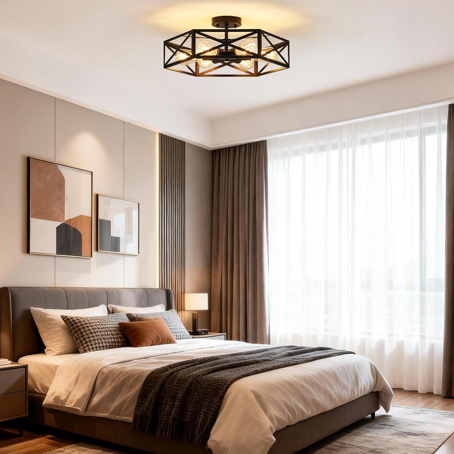 Hexagonal Farmhouse Ceiling Light