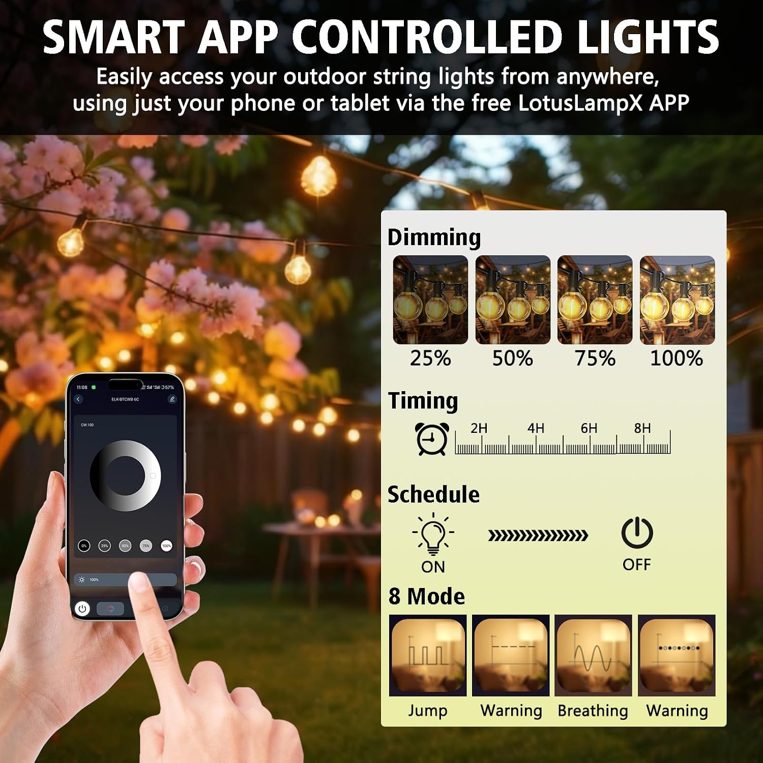 50FT APP Dimmable G40 Globe String Lights