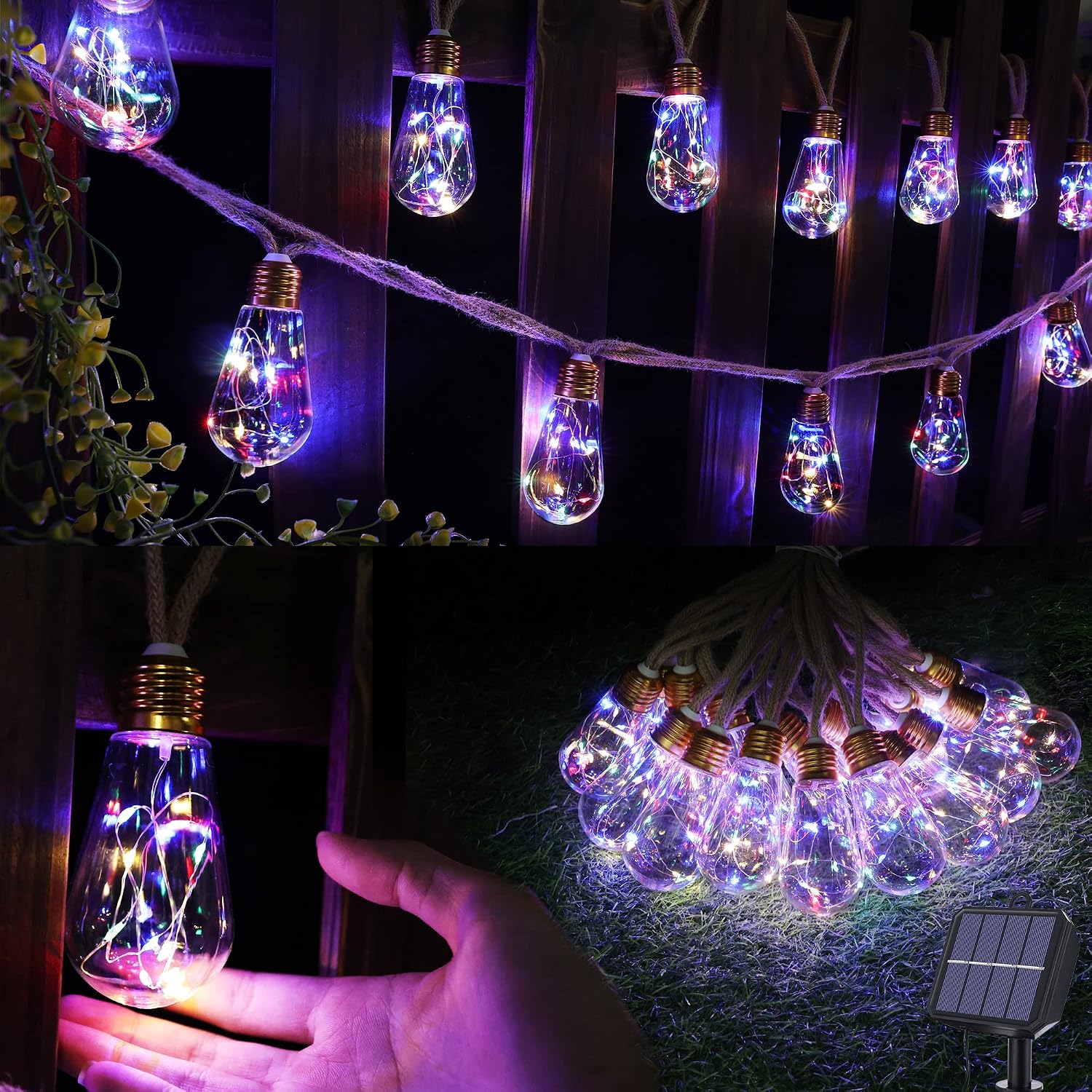 20FT Solar Hemp Rope Outdoor String Lights