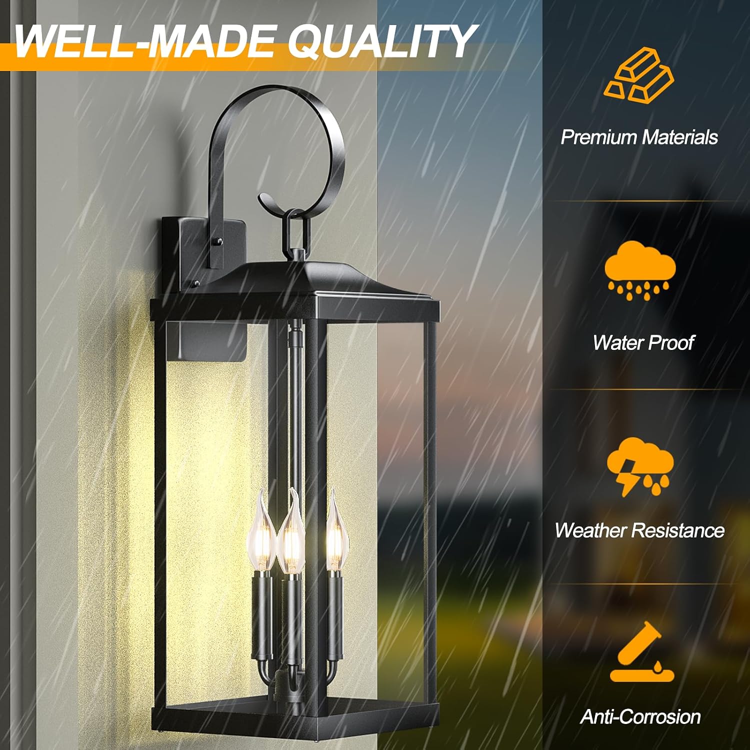 2 Extra Large 3-Light Outdoor Wall Lanterns