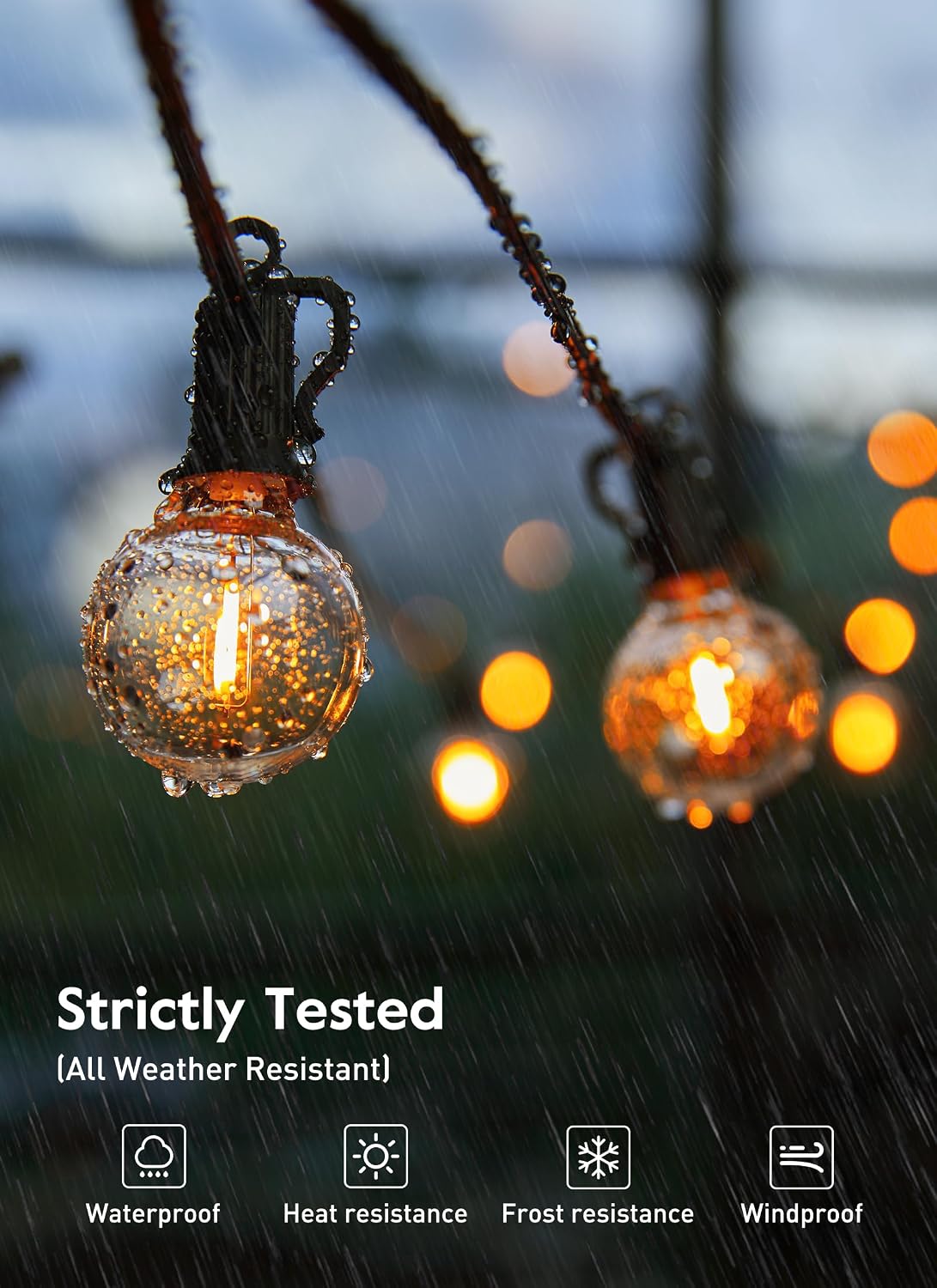 30FT Warm White Shatterproof Patio String Lights