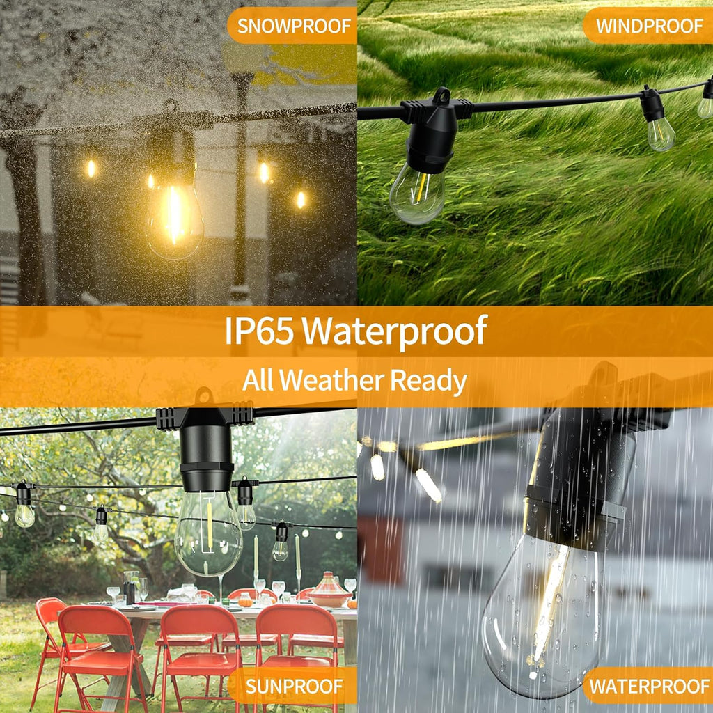 48FT S14 Vintage LED Outdoor String Lights