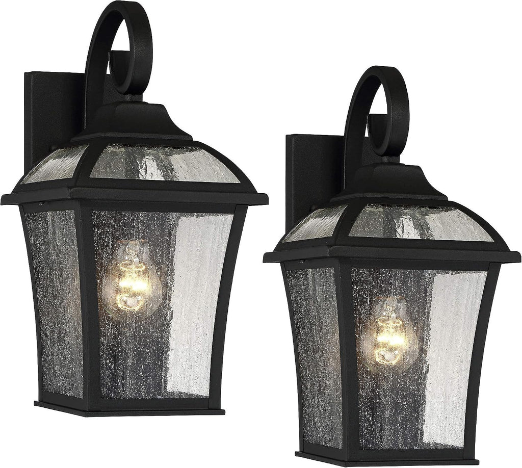 2 Black Carriage Outdoor Wall Lights