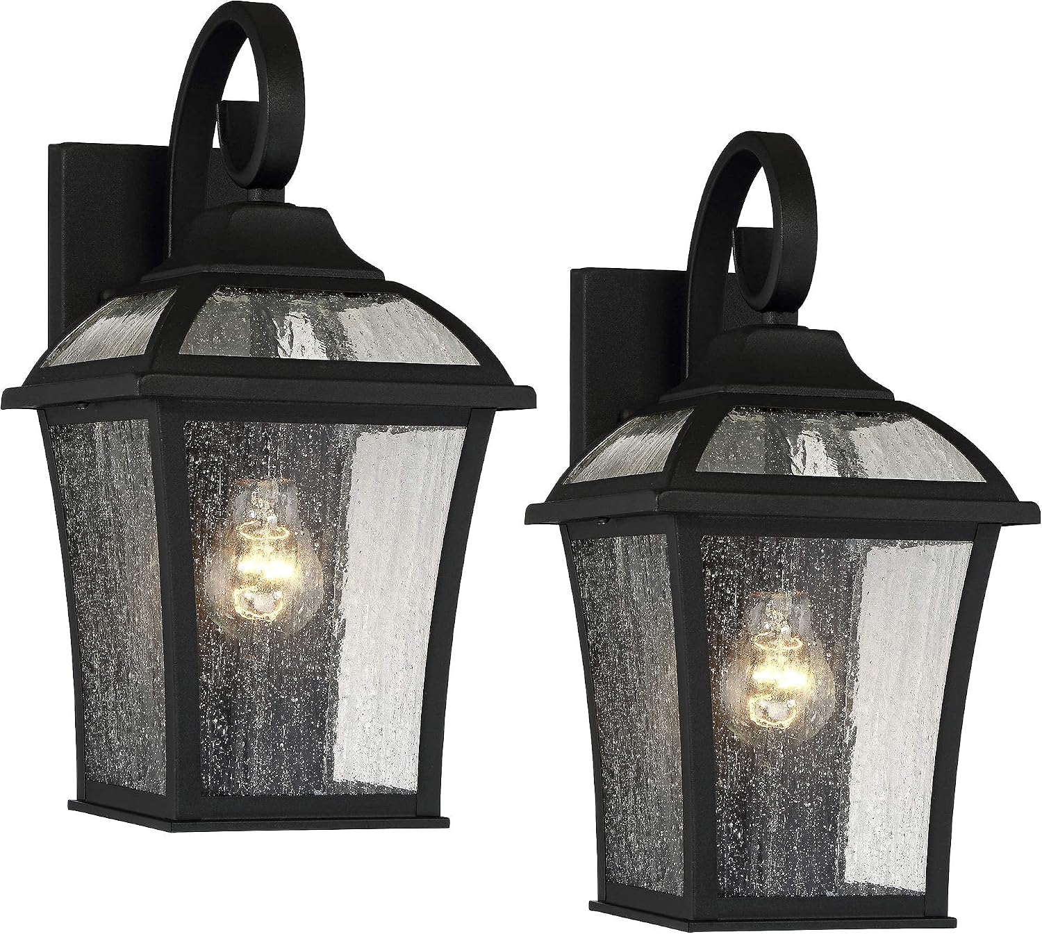 2 Black Carriage Outdoor Wall Lights