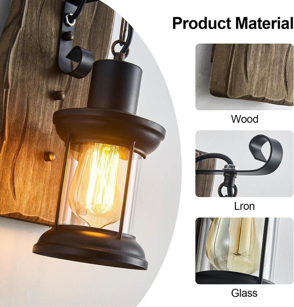 Black Wood Backplate Wall Sconce