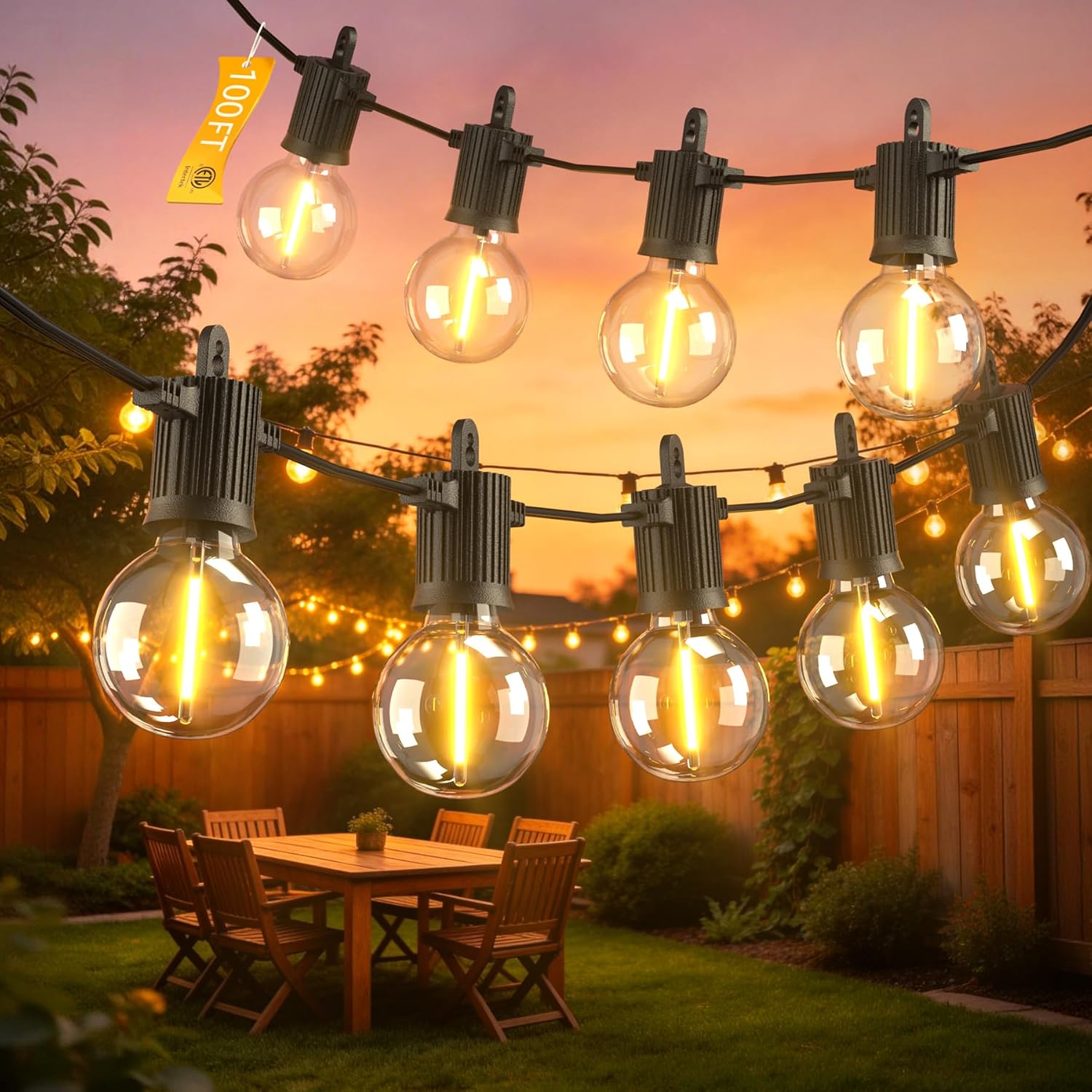 100FT Waterproof G40 Globe String Lights