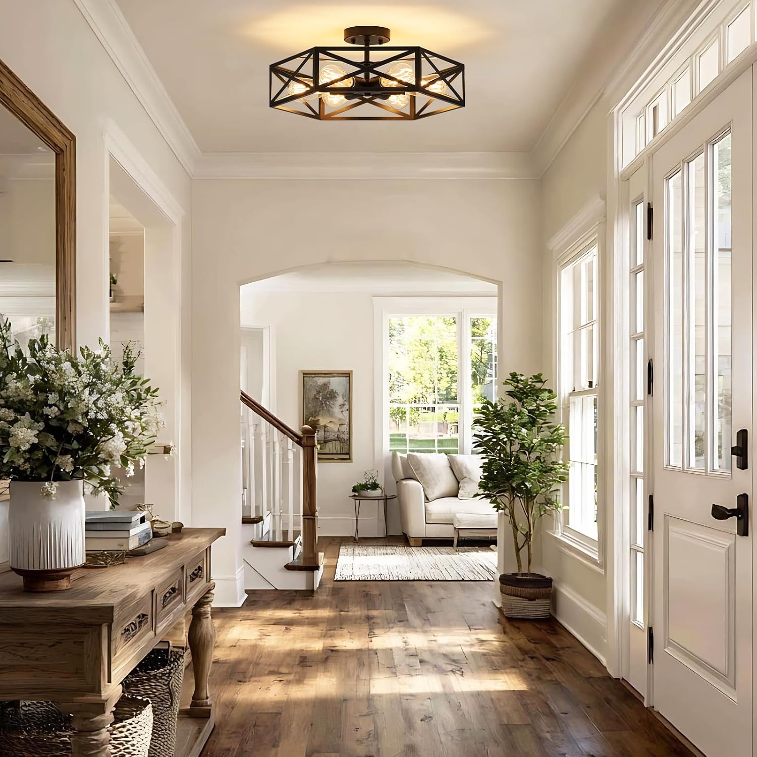 Hexagonal Farmhouse Ceiling Light