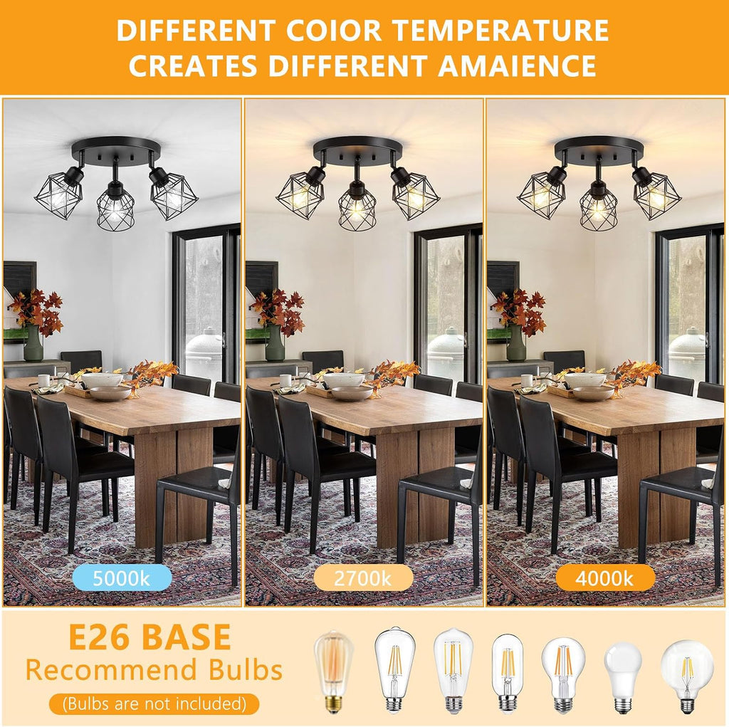 3-Light Adjustable Cage Ceiling Light