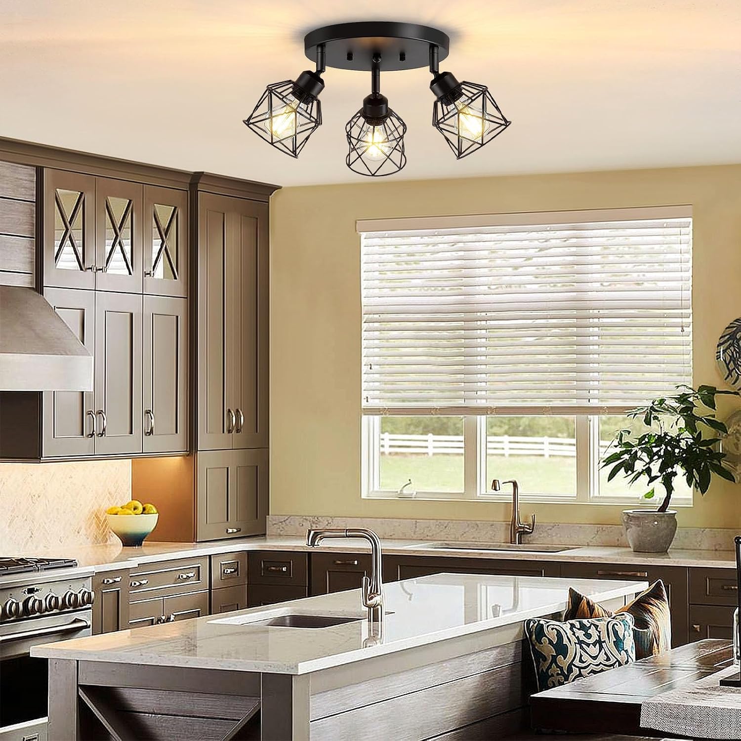 3-Light Adjustable Cage Ceiling Light
