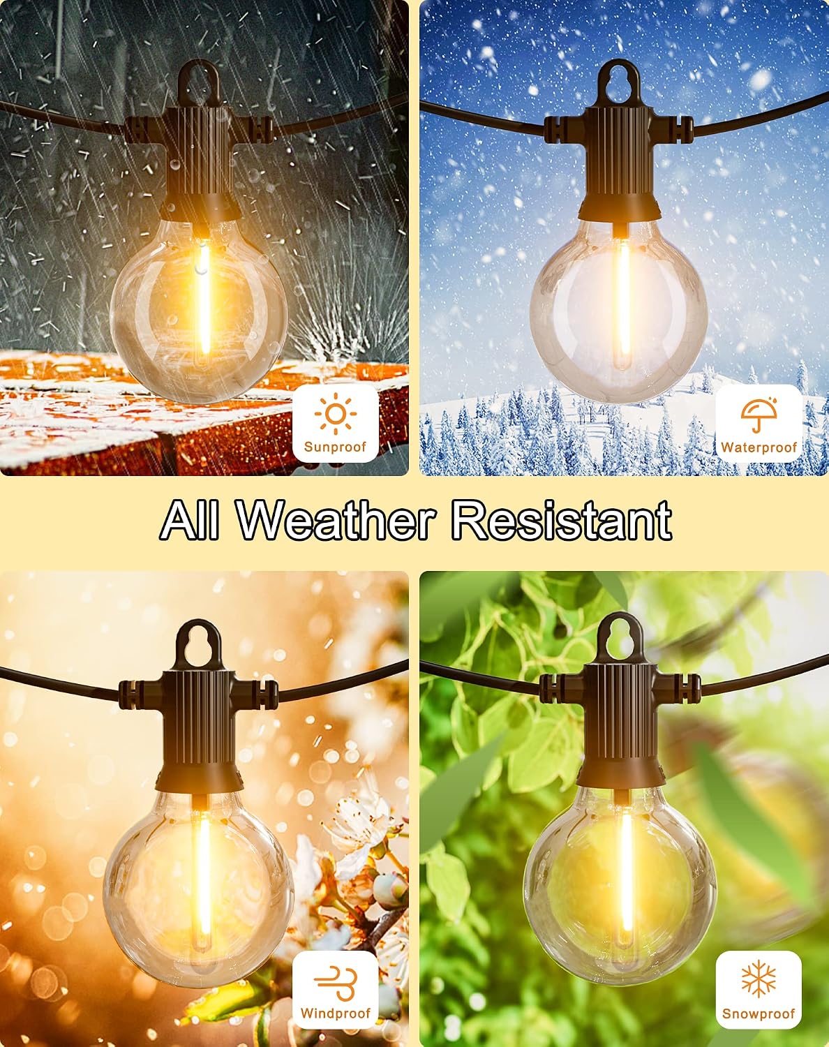 100FT Dimmable G40 Globe Patio String Lights